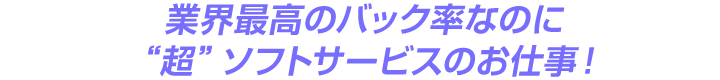 業界最高のバック率なのに”超”ソフトサービスのお仕事！